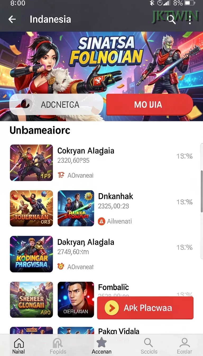 Cuplikan layar JAYATOP77 — menu navigasi